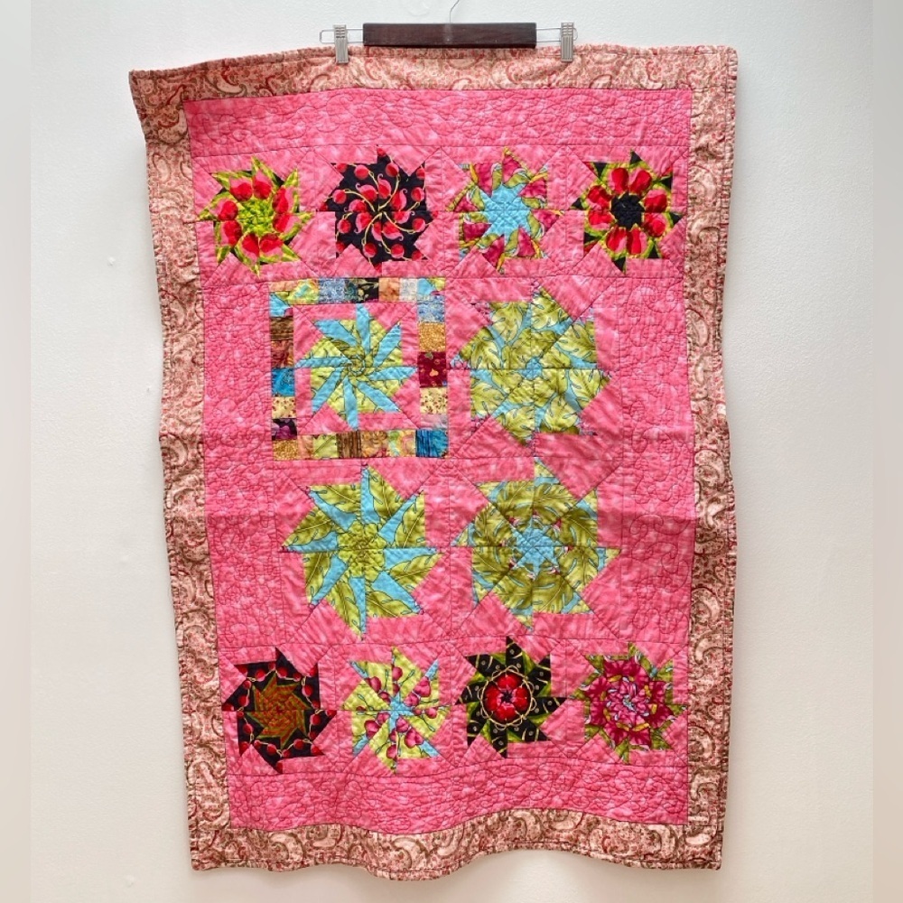 VINTAGE - Handmade Pink Quilted Blanket